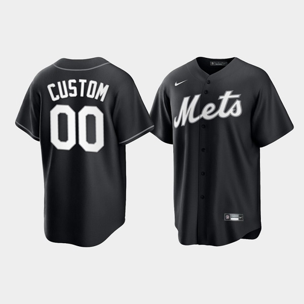 Men's New York Mets Customized Black Cool Base Stitched Baseball Jersey